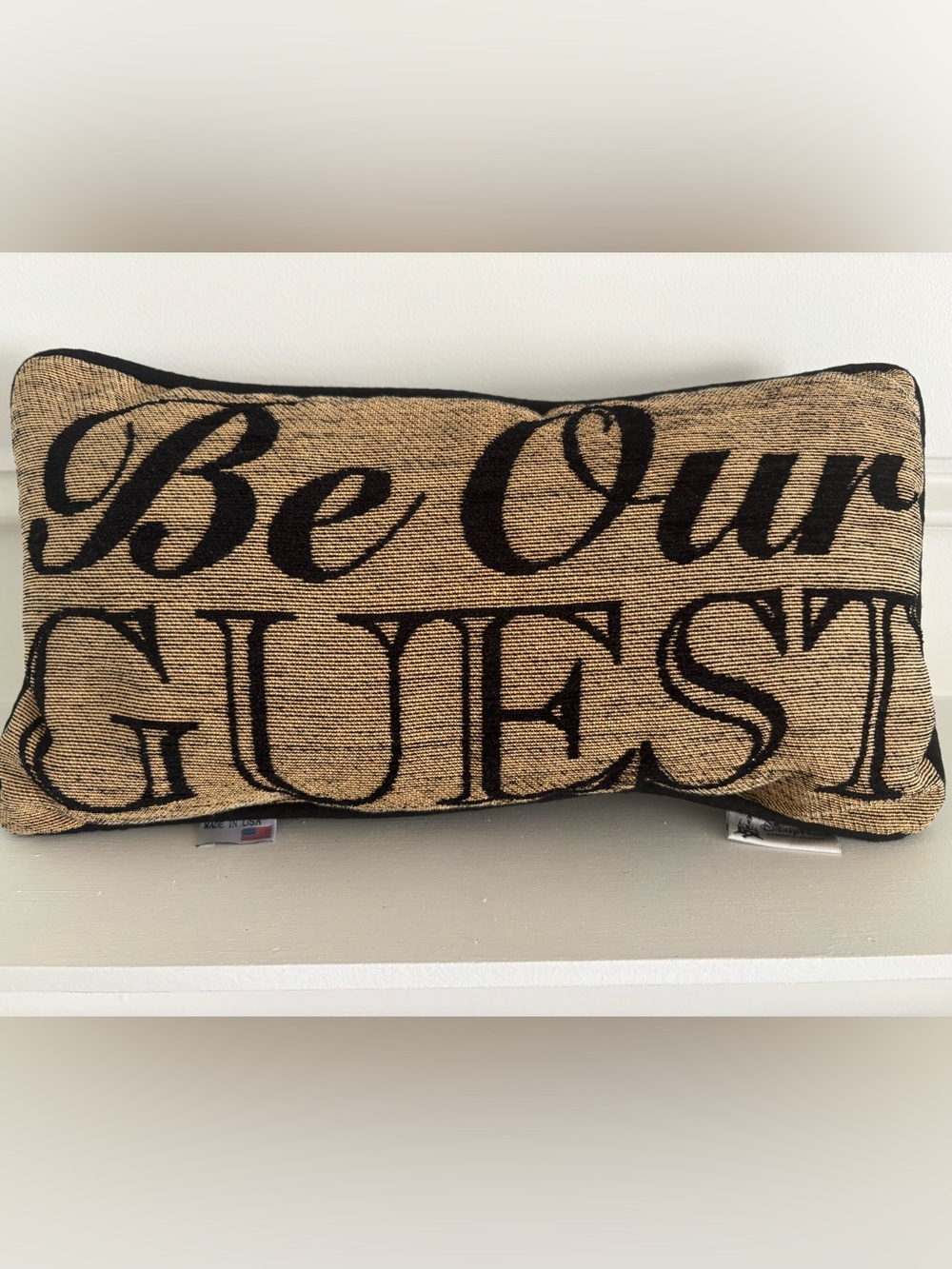 Disney 'Be Our Guest' Accent Pillow - Black on Tan